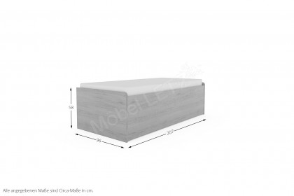 Riva von Priess - Einzelbett 90x200 cm in Artisan Eiche Nachbildung