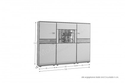 Mira-living von Stralsunder - Highboard B15073 lichtgrau/ Naturbuche inklusive Beleuchtung