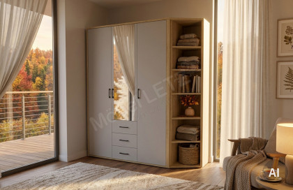 Riva von Priess - Drehtürenschrank ca. 211 cm hoch - Artisan Eiche/ Sandgrau