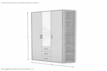 Riva von Priess - Drehtürenschrank ca. 211 cm hoch - Artisan Eiche/ Sandgrau