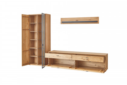 Olvera von IDEAL Möbel - Wohnwand dreiteilig, Asteichenfurnier und Massivholz