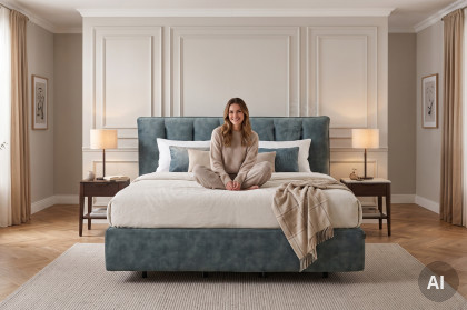 Ranva von Tidur - Boxspringbett in Komforthöhe grey-blue