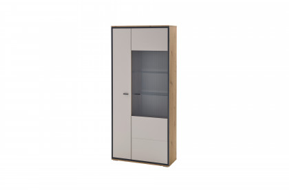 Domingo von IDEAL Möbel - Vitrine Eiche Artisan/ kaschmir Melamin
