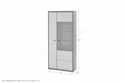 Domingo von IDEAL Möbel - Vitrine Eiche Artisan/ kaschmir Melamin