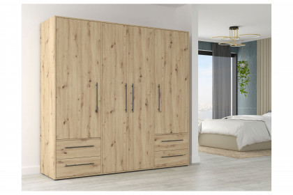 Mokkaris von Forte - Schrank Eiche Artisan mit 4 Türen & 4 Schubladen