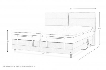 Cometa von ADA - Boxspringbett hellgrau mit Motor