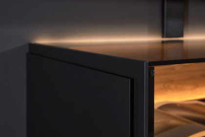 Q-Media 2.0 von Musterring - Highboard 090 Lack schwarz/ Mattglas schwarz