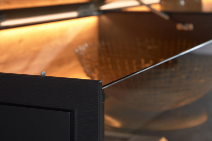 Q-Media 2.0 von Musterring - Highboard 090 Lack schwarz/ Mattglas schwarz