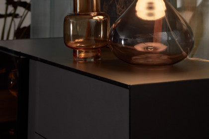 Q-Media 2.0 von Musterring - Highboard 090 Lack schwarz/ Mattglas schwarz