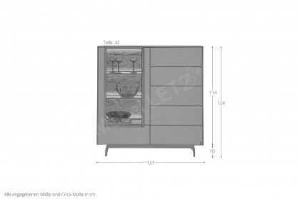 Q-Media 2.0 von Musterring - Highboard 090 Lack schwarz/ Mattglas schwarz