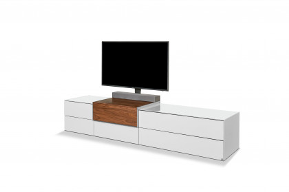 Q-Media 2.0 von Musterring - Lowboard 801 Lack weiß/ Glas weiß