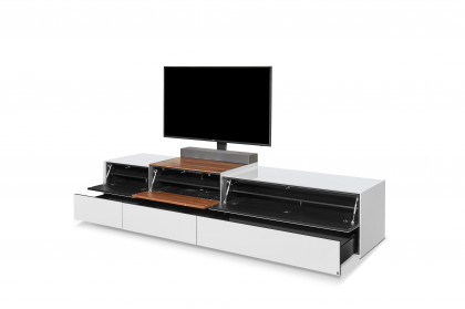 Q-Media 2.0 von Musterring - Lowboard 801 Lack weiß/ Glas weiß