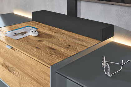 Q-Media 2.0 von Musterring - Lowboard 801 Lack grau/ Mattglas grau