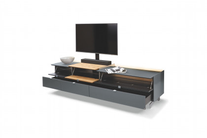 Q-Media 2.0 von Musterring - Lowboard 801 Lack grau/ Mattglas grau