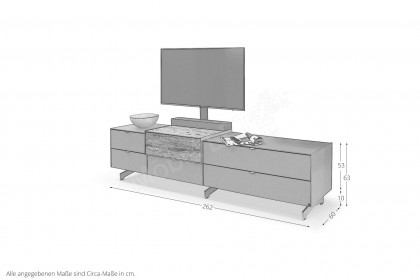 Q-Media 2.0 von Musterring - Lowboard 801 Lack grau/ Mattglas grau
