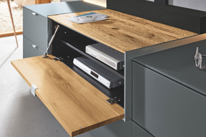 Q-Media 2.0 von Musterring - Lowboard 801 Lack grau/ Mattglas grau