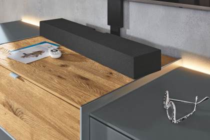 Q-Media 2.0 von Musterring - Lowboard 801 Lack grau/ Mattglas grau