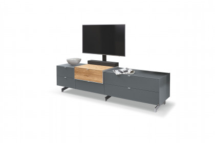 Q-Media 2.0 von Musterring - Lowboard 801 Lack grau/ Mattglas grau