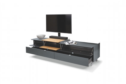 Q-Media 2.0 von Musterring - Lowboard 801 Lack grau/ Mattglas grau