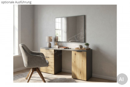 Como von Wiemann - Schminktisch Bianco-Eiche - Weißglas