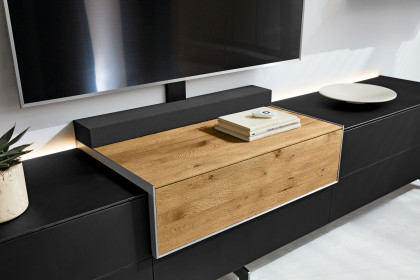 Q-Media 2.0 von Musterring - Lowboard 804 Lack schwarz/ Mattglas schwarz