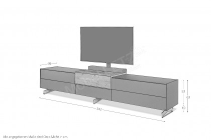 Q-Media 2.0 von Musterring - Lowboard 804 Lack schwarz/ Mattglas schwarz