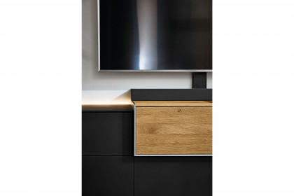 Q-Media 2.0 von Musterring - Lowboard 804 Lack schwarz/ Mattglas schwarz