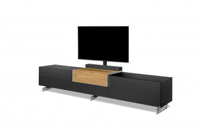 Q-Media 2.0 von Musterring - Lowboard 804 Lack schwarz/ Mattglas schwarz