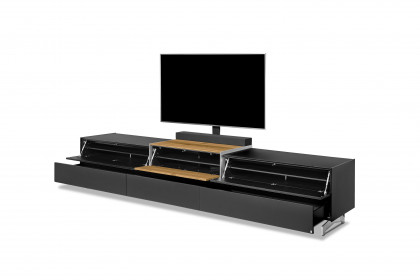 Q-Media 2.0 von Musterring - Lowboard 804 Lack schwarz/ Mattglas schwarz