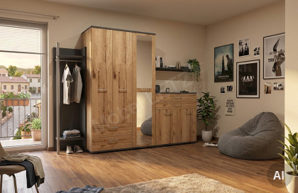 New York von Priess Möbel - Drehtürenschrank ca. 203 cm hoch, 2 SK