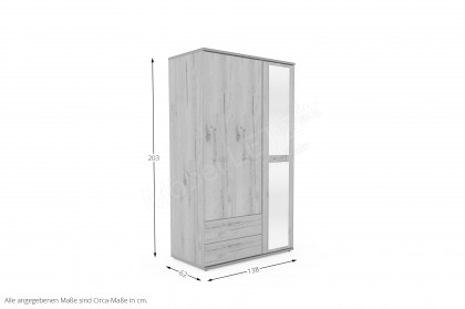 New York von Priess Möbel - Drehtürenschrank ca. 203 cm hoch, 2 SK