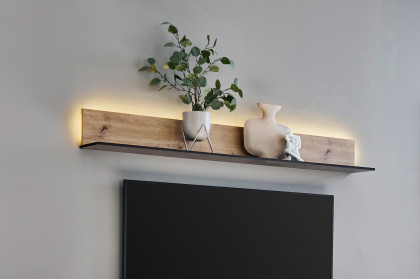 Domingo von IDEAL Möbel - Wandboard in Eiche Artisan mit Glasablageboden