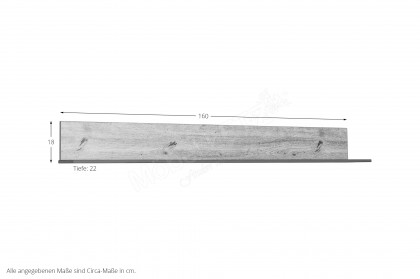Domingo von IDEAL Möbel - Wandboard in Eiche Artisan mit Glasablageboden