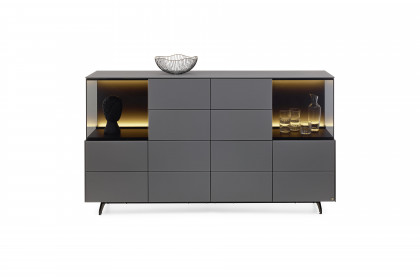 Q-Media 2.0 von Musterring - Sideboard 087 Lack grau/ Mattglas grau