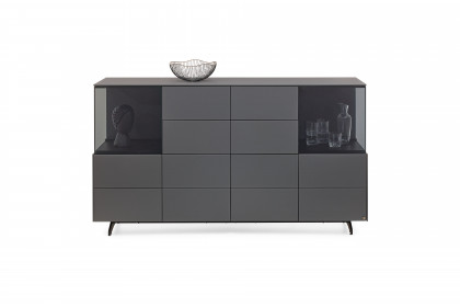 Q-Media 2.0 von Musterring - Sideboard 087 Lack grau/ Mattglas grau