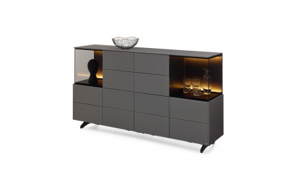 Q-Media 2.0 von Musterring - Sideboard 087 Lack grau/ Mattglas grau