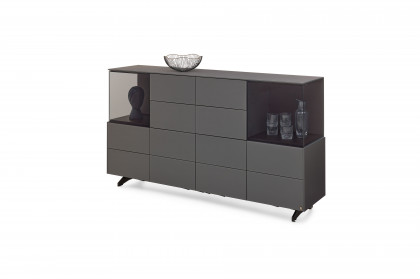 Q-Media 2.0 von Musterring - Sideboard 087 Lack grau/ Mattglas grau