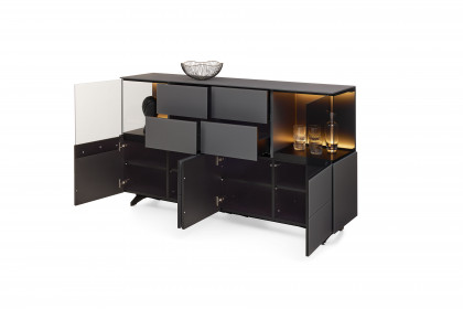 Q-Media 2.0 von Musterring - Sideboard 087 Lack grau/ Mattglas grau
