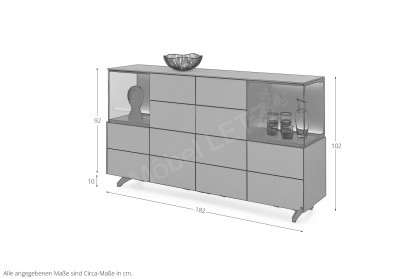 Q-Media 2.0 von Musterring - Sideboard 087 Lack grau/ Mattglas grau