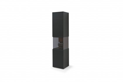 Q-Media 2.0 von Musterring - Vitrine 081 Lack schwarz/ Mattglas schwarz