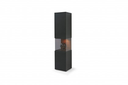 Q-Media 2.0 von Musterring - Vitrine 081 Lack schwarz/ Mattglas schwarz
