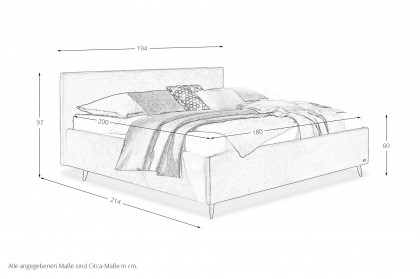 Dilja von Tidur - Boxspringbett KTG-K in Komforthöhe grey-blue