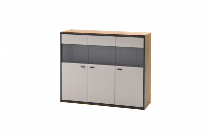 Domingo von IDEAL Möbel - Highboard Eiche Artisan/ kaschmir Melamin