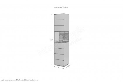 Q-Media 2.0 von Musterring - Vitrine Lack fango/ Mattglas fango