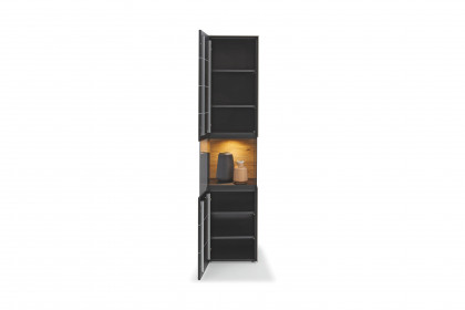 Q-Media 2.0 von Musterring - Vitrine Lack fango/ Mattglas fango