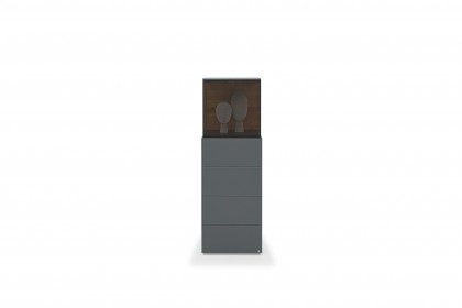 Q-Media 2.0 von Musterring - Vitrine 085 Lack grau/ Mattglas grau