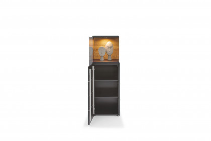 Q-Media 2.0 von Musterring - Vitrine 085 Lack grau/ Mattglas grau