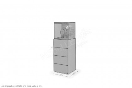 Q-Media 2.0 von Musterring - Vitrine 085 Lack grau/ Mattglas grau