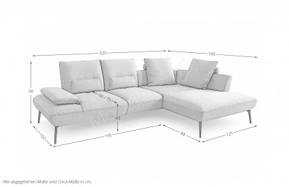 Tacoma von Poco - Sofaecke rechts stone