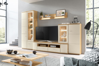Vilm von Stralsunder - Wohnwand EB31502 sandbeige/ Risseiche inklusive Beleuchtung